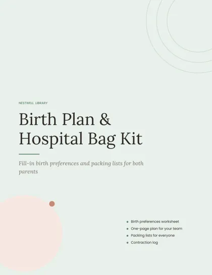 Birth Plan & Hospital Bag Kit printable cover