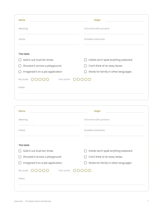 Baby name test page